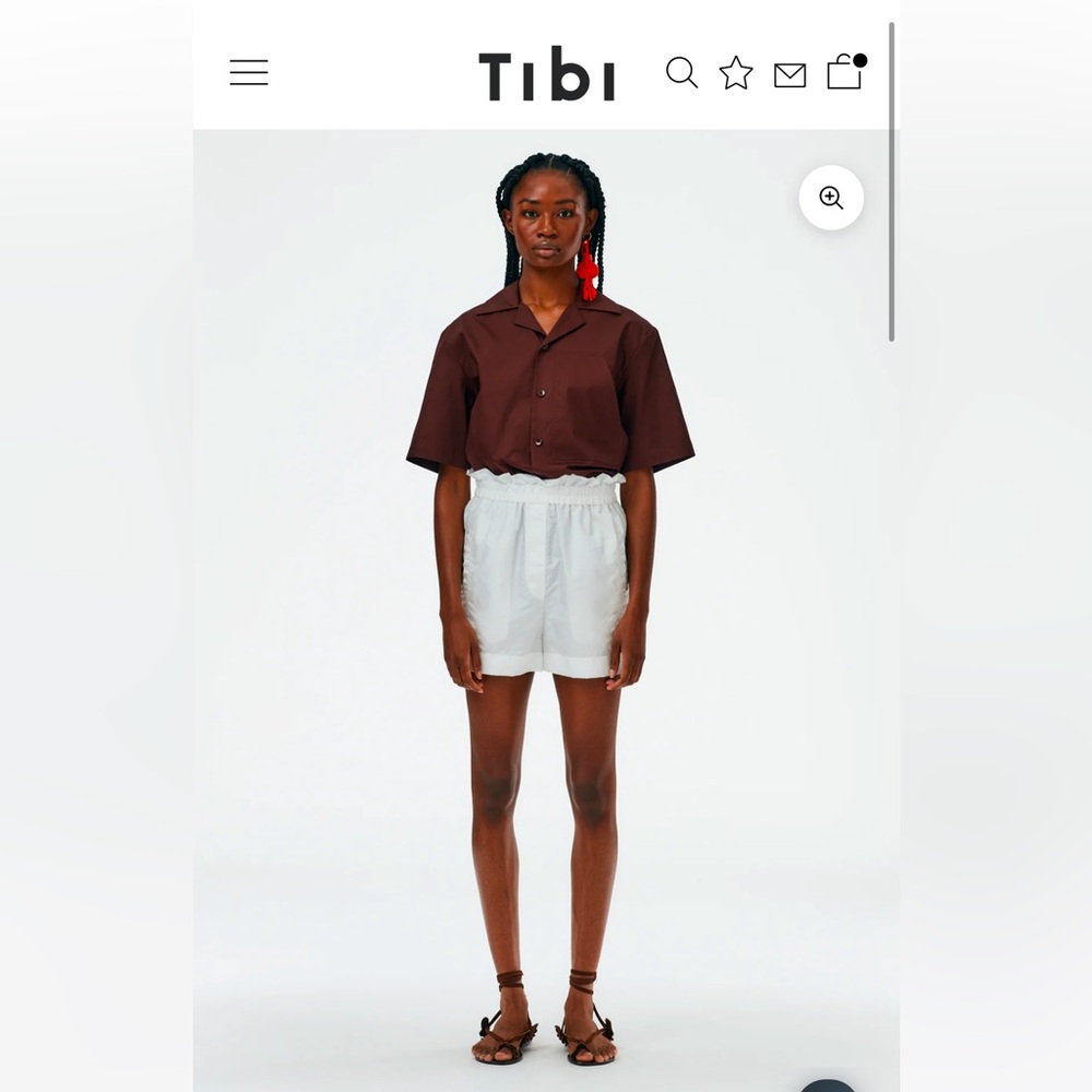 Tibi White Crispy Nylon Easy Pull On Shorts